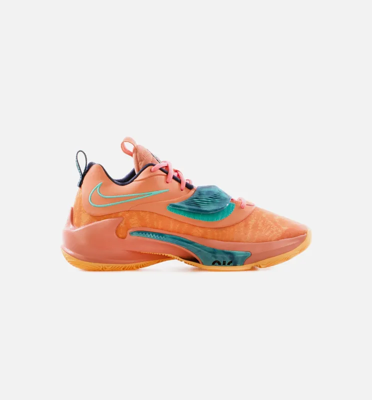 Zoom Freak 3 Mens Basketball Shoe - Crimson Bliss/Dynamic Turquoise/Melon Tint/Thunder Blue - Free Shipping made by Nike