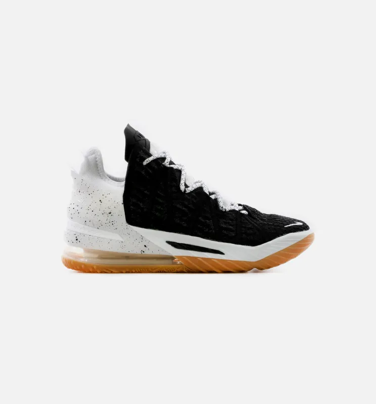 Lebron 18 Black Gum Mens Basketball Shoe -Black/White made by Nike