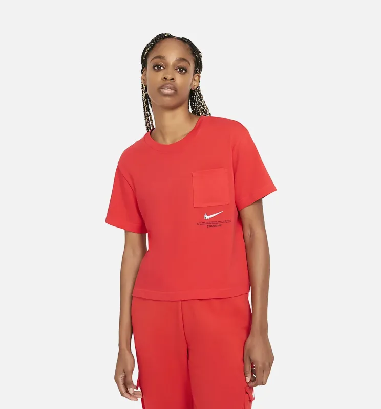 Sportswear Swoosh Short Sleeve Womens T-Shirt - Red made by Nike