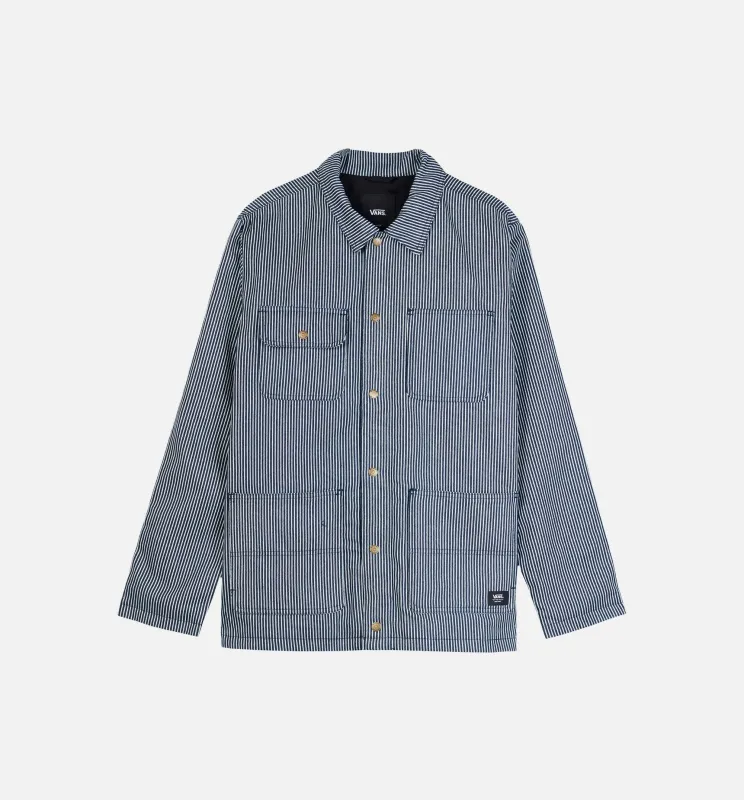 Vault Drill Chore Hickory Stripe Coat Mens Jacket - Navy made by Vans