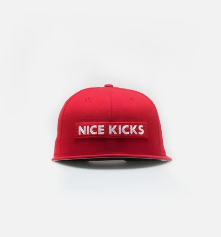 Nice Kicks Box Logo Snapback Hat - Red/White made by New Era