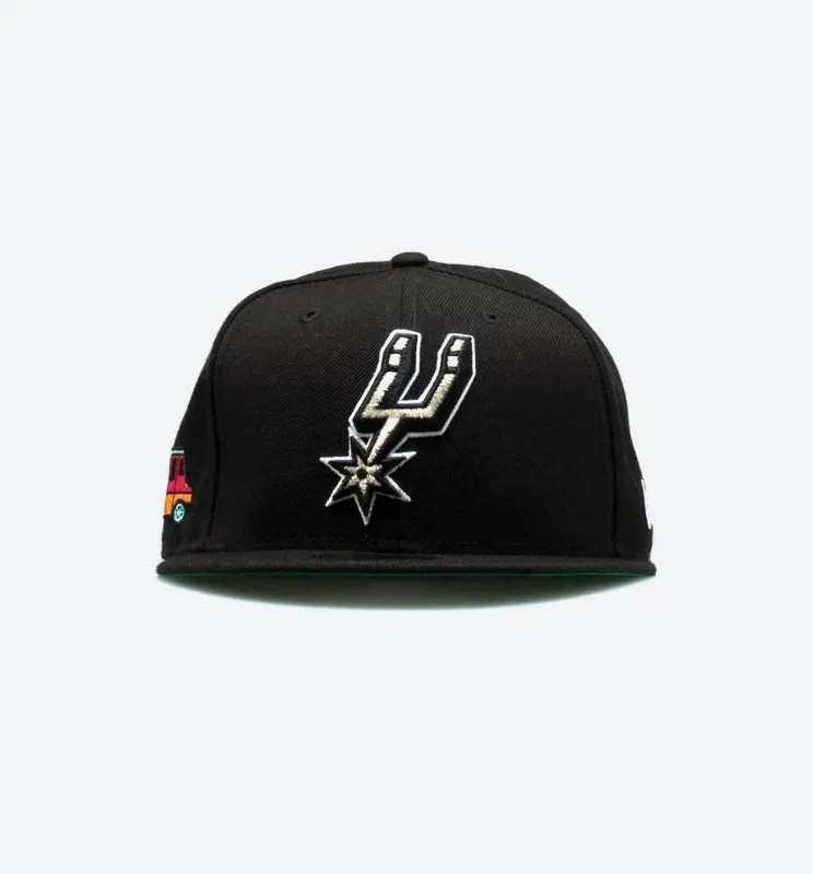 Nice Kicks X New Era San Antonio Spurs NBA Mens Fitted Had - Black/Black made by New Era