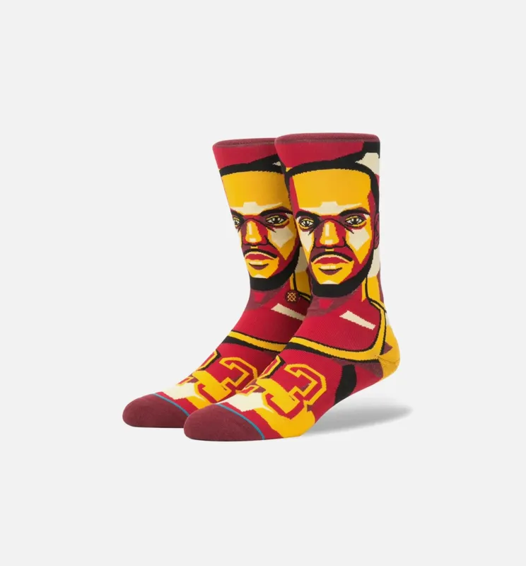 Lebron James Mosaic NBA Legends Classic Crew Socks Men's - Burgundy/Yellow made by Stance