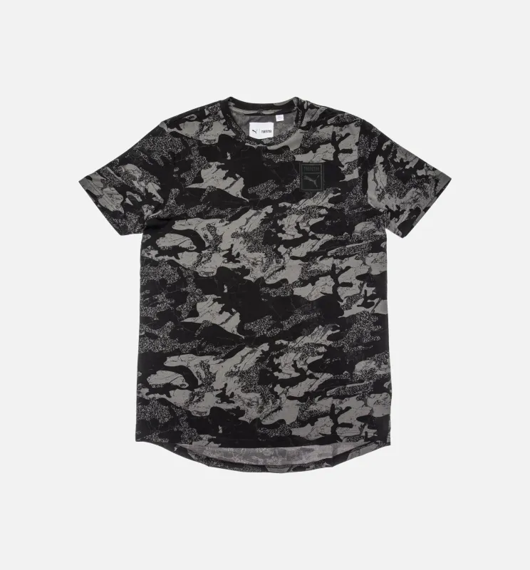 Trapstar Logo Mens Short Sleeve Tee - Black/Camo made by Puma