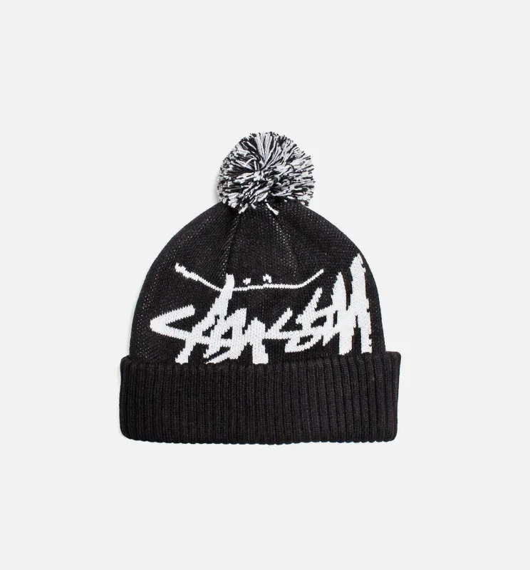 Big Stock Pom Beanie - Black made by Stussy