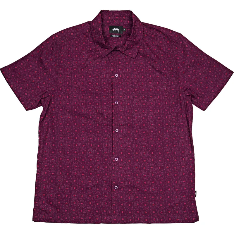 Circle Paisley Shirt (Mens) - Burgundy made by Stussy