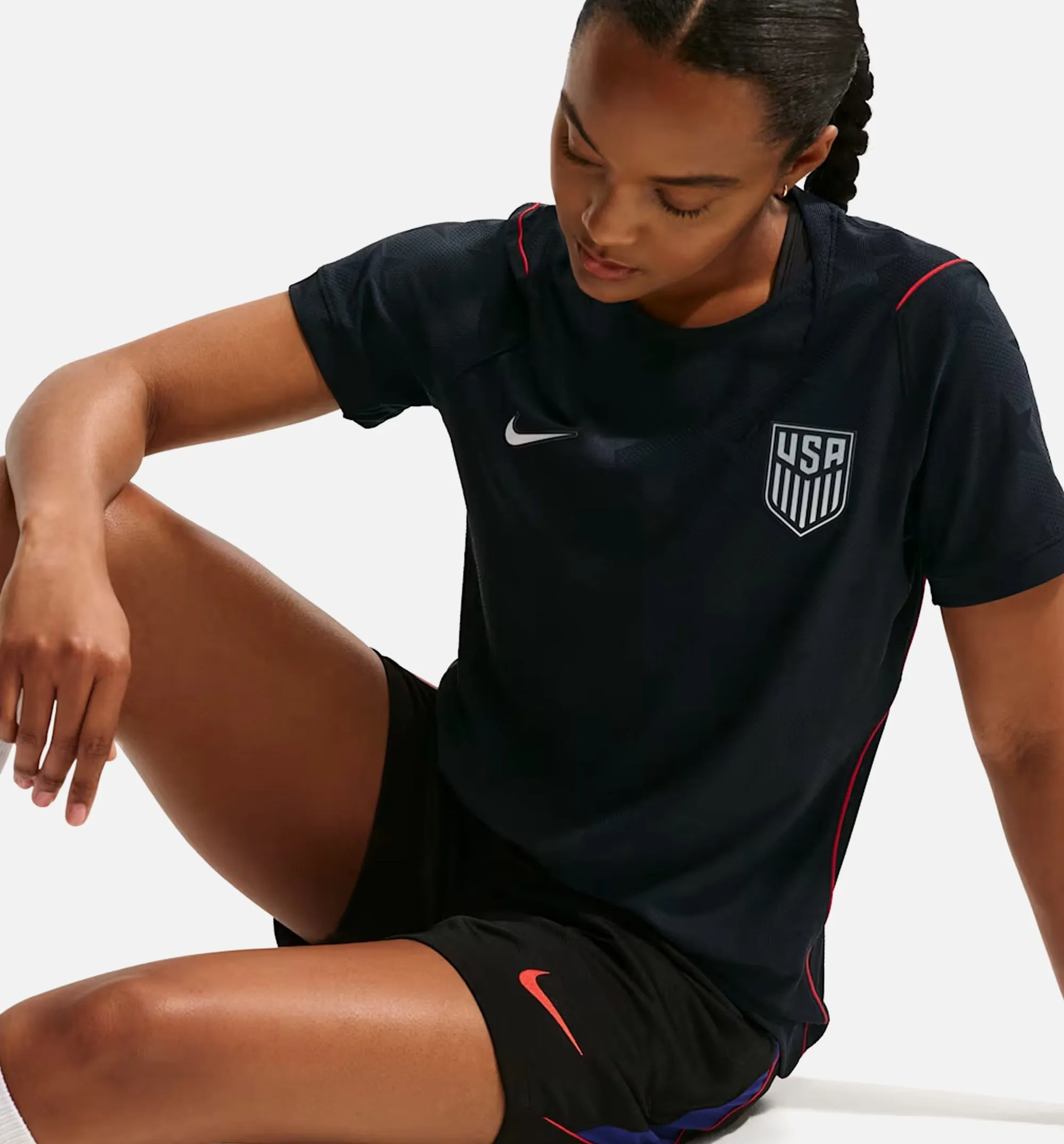 USMNT 2026/27 Match Away Aero Fit Soccer Authentic Womens Jersey - Dark Obsidian/University Red/Pure Platinum sold by Nice Kicks Retail product image thumbnail 3
