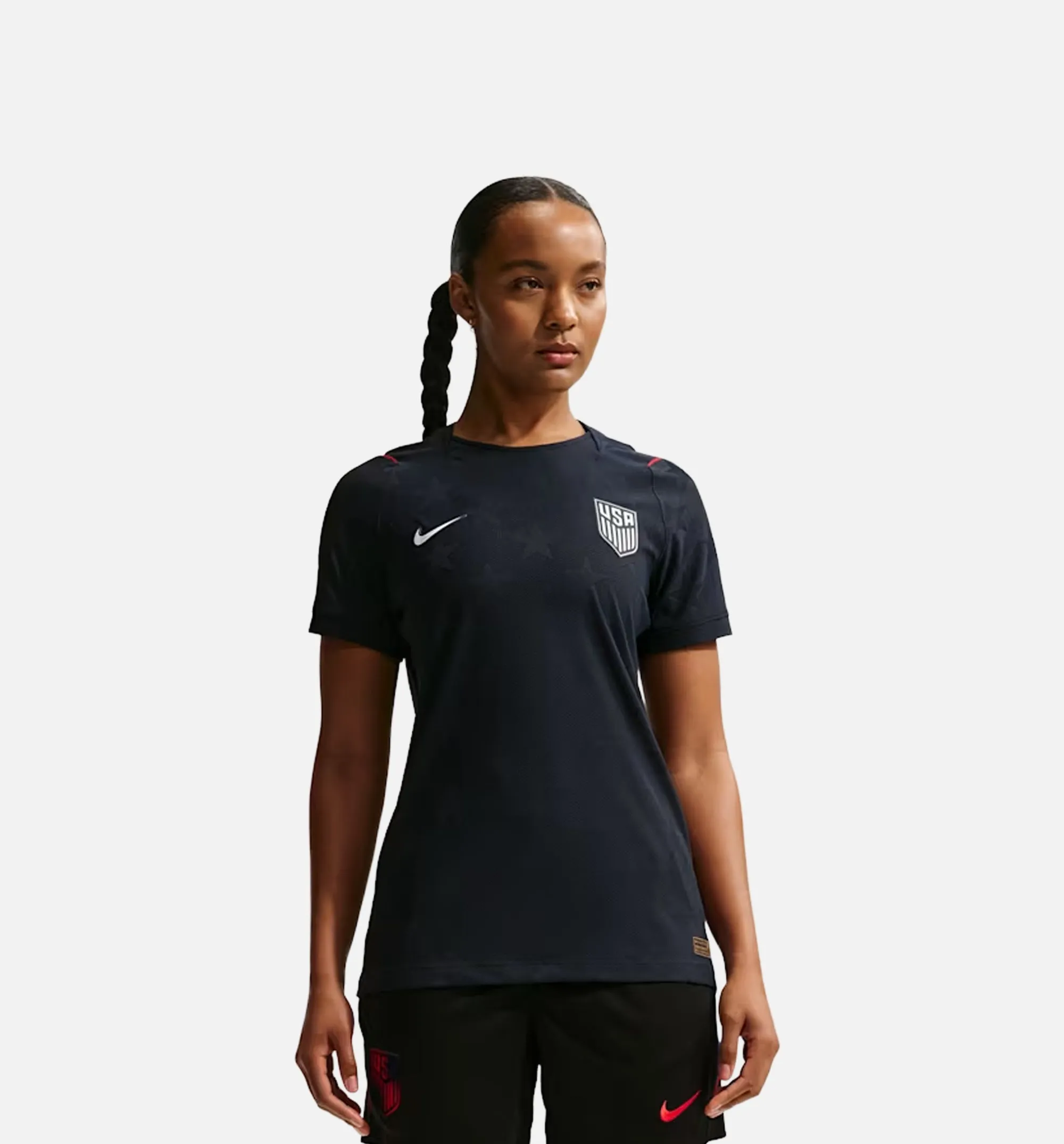 USMNT 2026/27 Match Away Aero Fit Soccer Authentic Womens Jersey - Dark Obsidian/University Red/Pure Platinum sold by Nice Kicks Retail