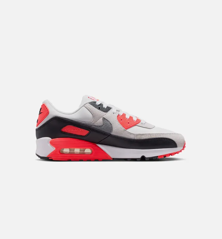 Air Max 90 Infrared 3M Mens Lifestyle Shoe - White/Cement Grey/Infrared/Black made by Nike