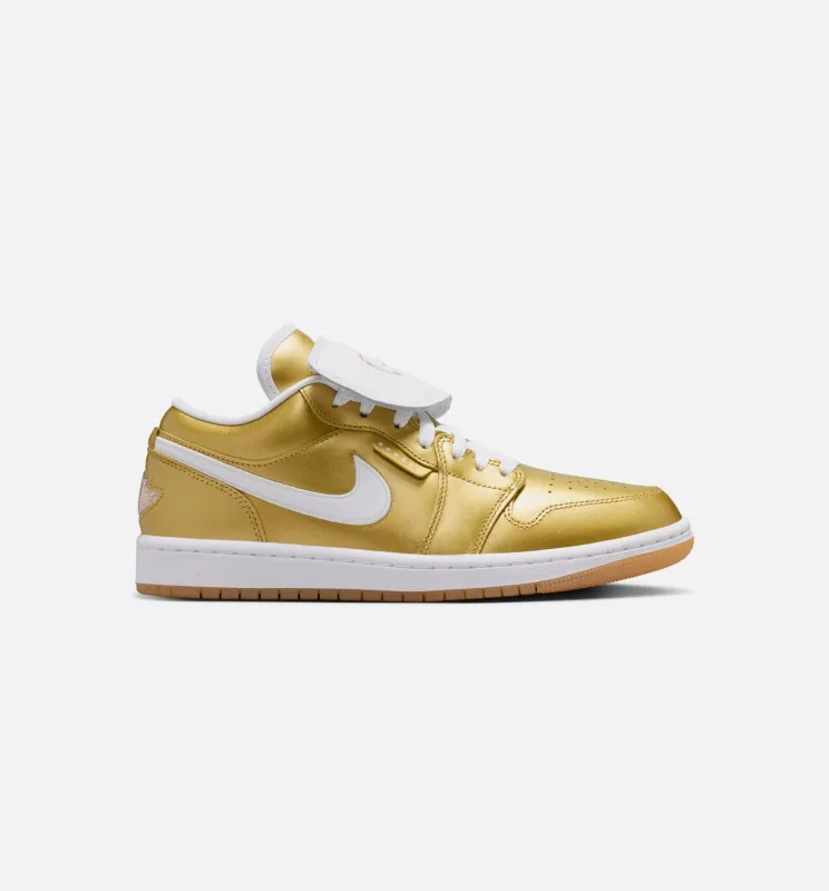 Air Jordan 1 Low Womens Lifestyle Shoe - Gold/White/Gum Yellow made by Jordan