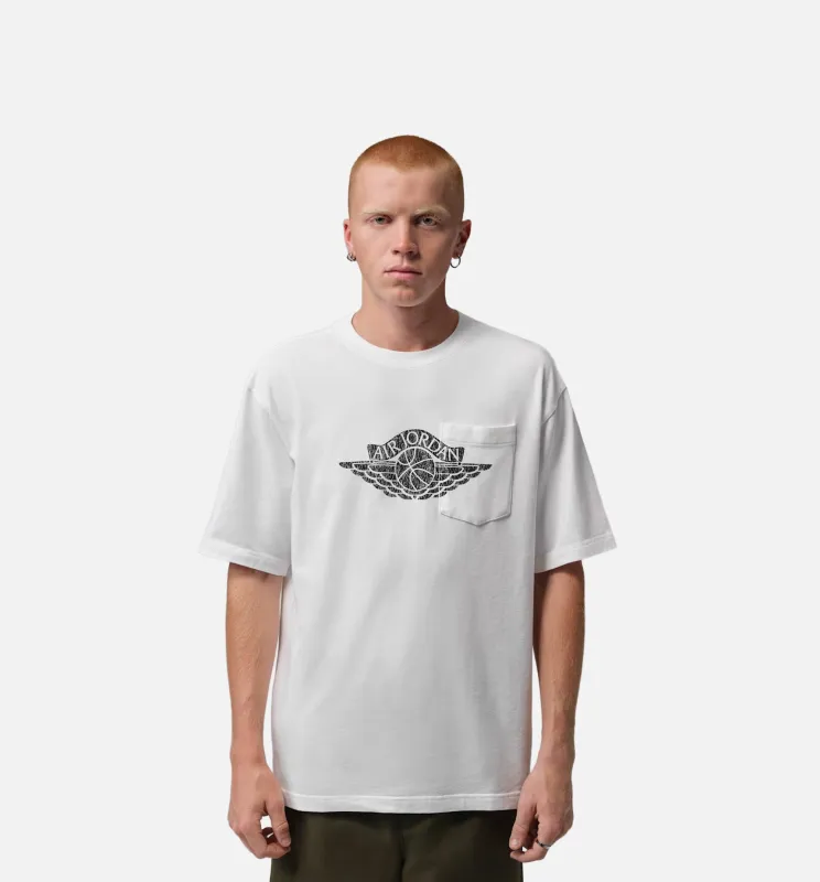Flight Essentials Pocket Mens Short Sleeve Shirt - White/Black made by Jordan