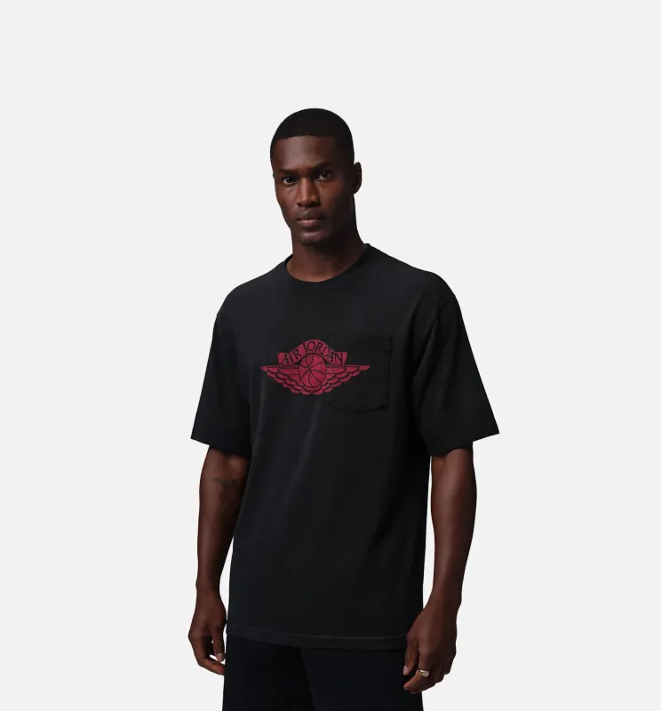 Flight Essentials Pocket Mens Short Sleeve Shirt - Black/University Red made by Jordan