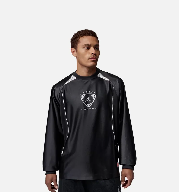 Brooklyn Goalie Mens Long Sleeve Shirt - Black/White/Metallic Silver made by Jordan