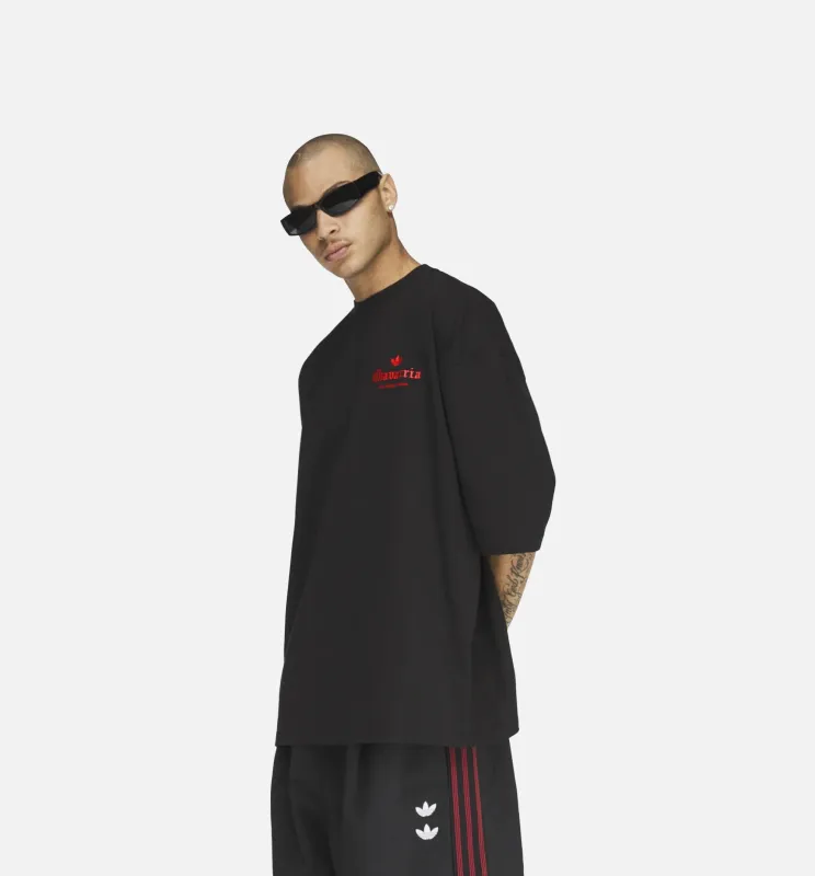 Willy Chavarria Logo Print Rose Graphic Mens Short Sleeve Shirt - Black made by Adidas