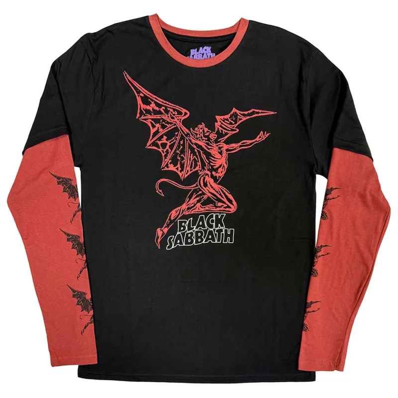 Black Sabbath Red Henry Logo Layered Long Sleeve T Shirt sold by Paradiso Clothing