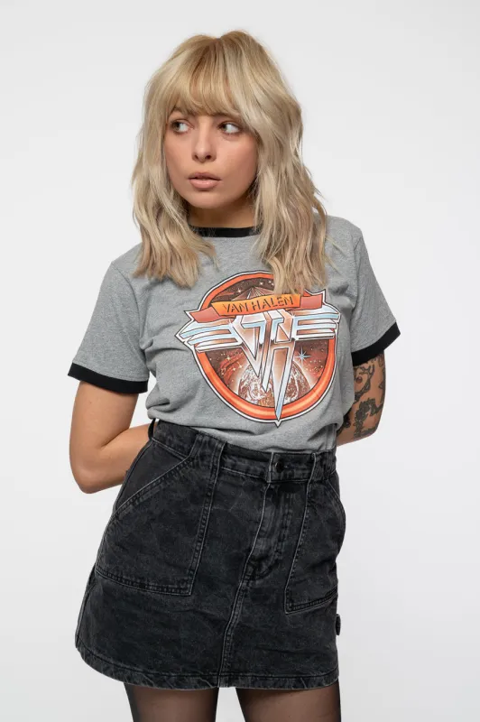 Van Halen Circle Band Logo Ringer T Shirt sold by Paradiso Clothing