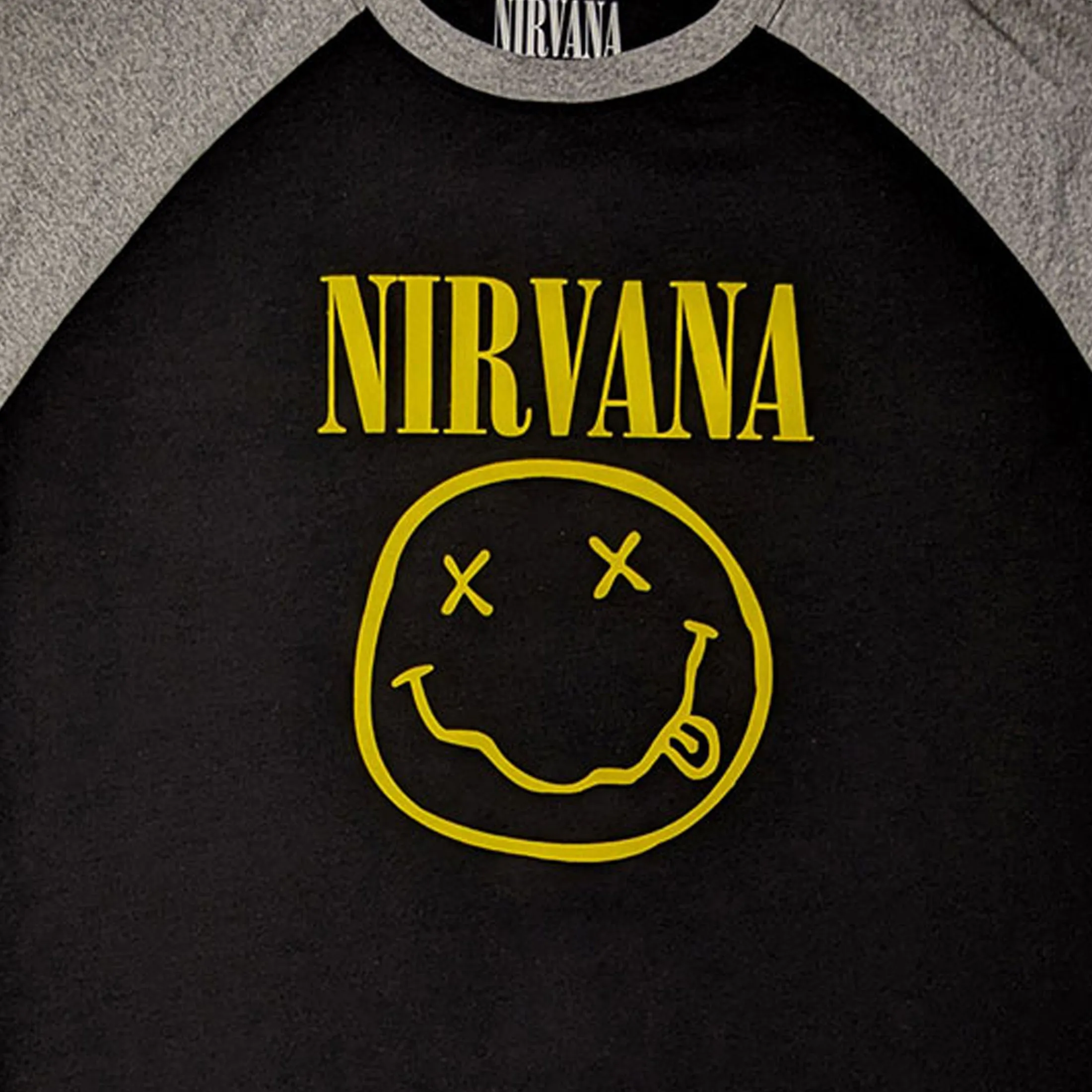 Nirvana Grunge Face Band Logo Raglan T Shirt sold by Paradiso Clothing product image thumbnail 2