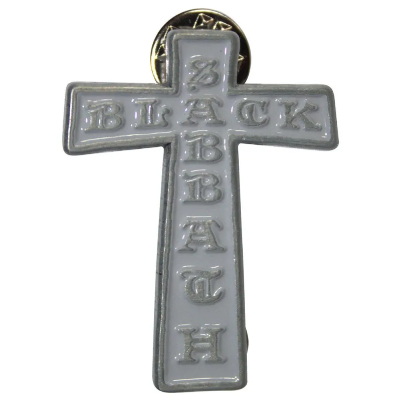 Black Sabbath Cross Band Logo Pin Badge sold by Paradiso Clothing