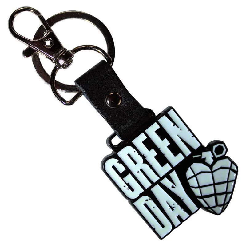 Green Day Stacked Band Logo And Grenade Keychain sold by Paradiso Clothing