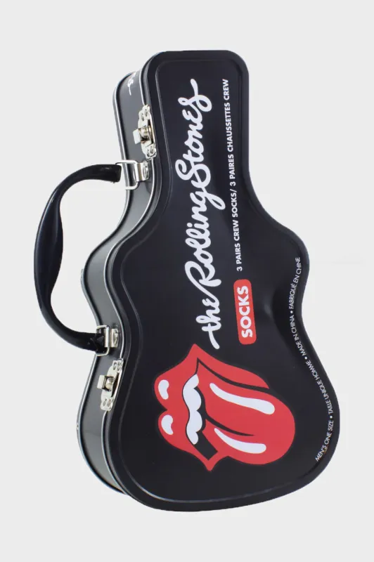 The Rolling Stones Sock Set 3 Pack In Guitar Shaped Tin made by the Rolling Stones