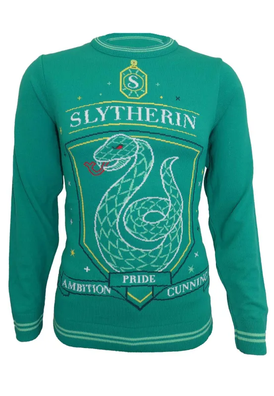 Harry Potter Christmas Jumper Slytherin Crest Official Unisex Green Ugly Sweater sold by Paradiso Clothing