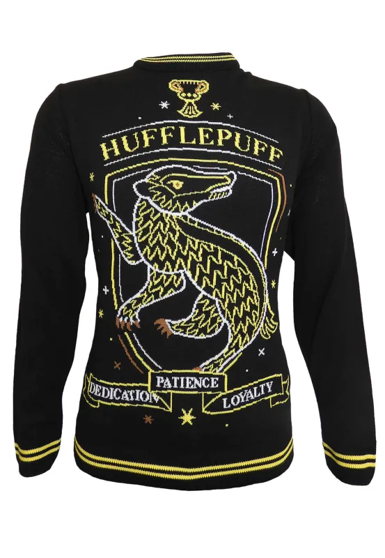 Harry Potter Christmas Jumper Hufflepuff Crest new Official Unisex Ugly Sweater made by Paradiso Clothing