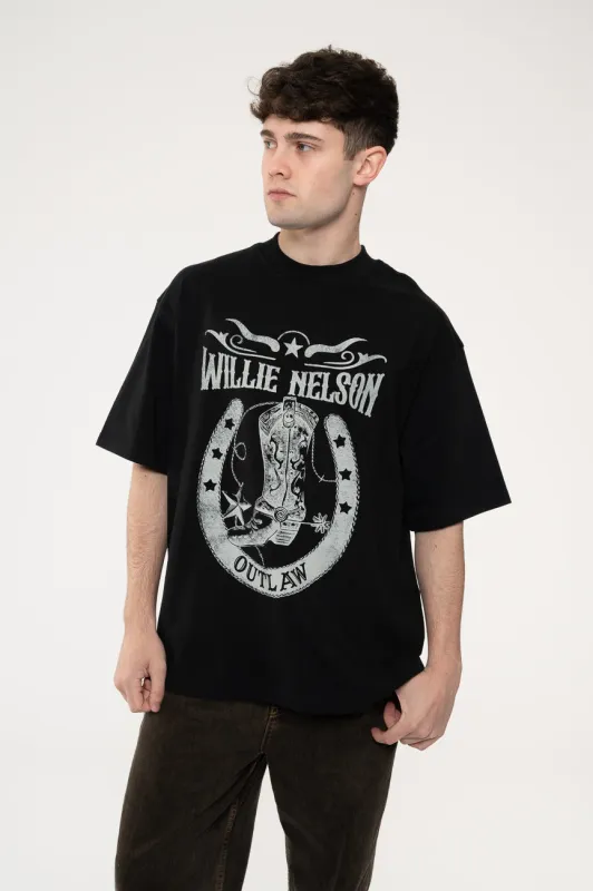 Willie Nelson Outlaw Limited Edition 999 Only Oversized Boxy T Shirt sold by Paradiso Clothing