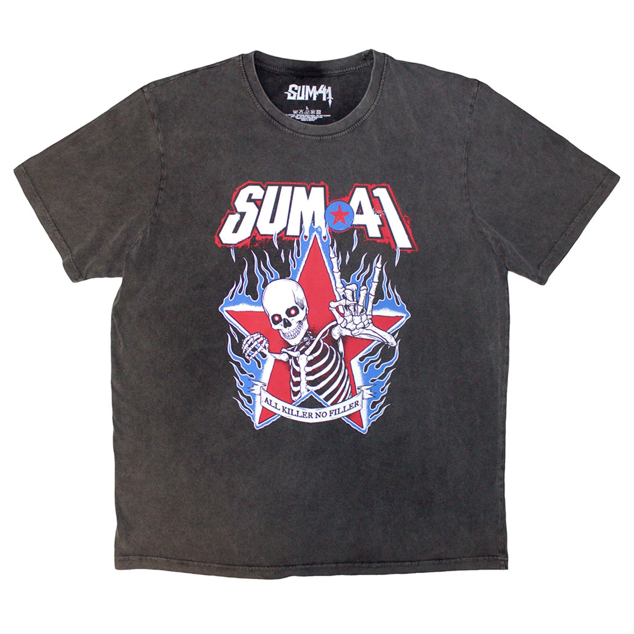 Sum 41 All Killer No Filler Skeleton Stone Wash T Shirt sold by Paradiso Clothing
