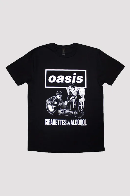 Oasis Cigarettes And Alcohol Illustration Mono T Shirt made by Oasis