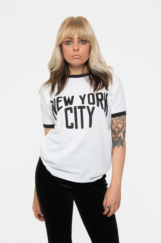 John Lennon New York City Text Logo Ringer T Shirt sold by Paradiso Clothing