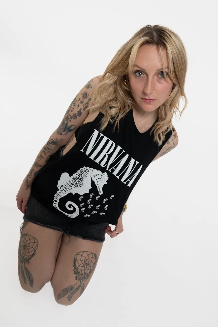 Nirvana Seahorse Band Logo Mono Vest Top sold by Paradiso Clothing product image thumbnail 5