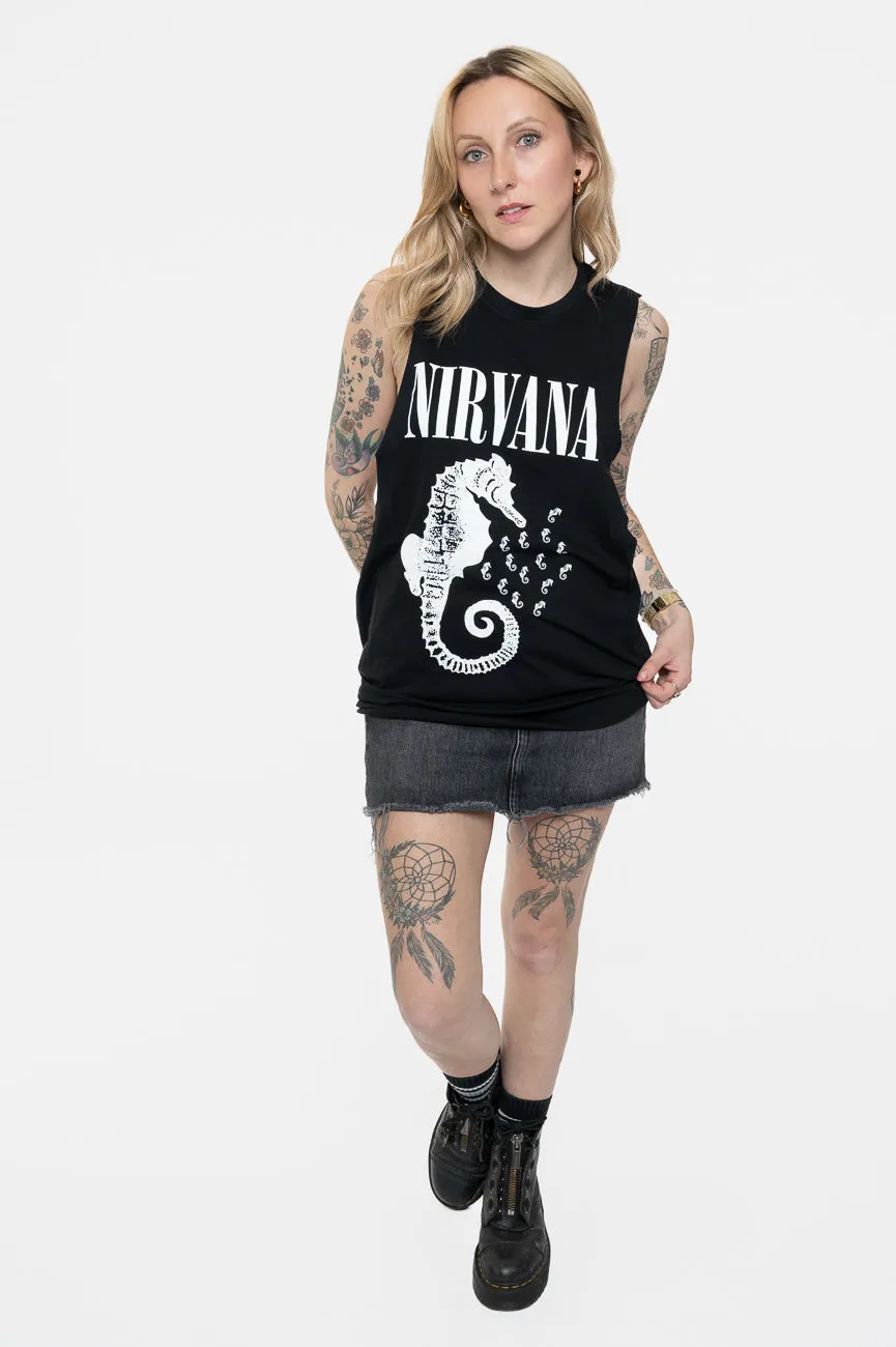 Nirvana Seahorse Band Logo Mono Vest Top sold by Paradiso Clothing product image thumbnail 2