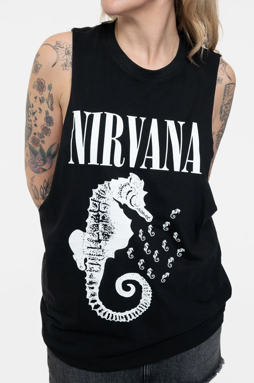 Nirvana Seahorse Band Logo Mono Vest Top sold by Paradiso Clothing product image thumbnail 3