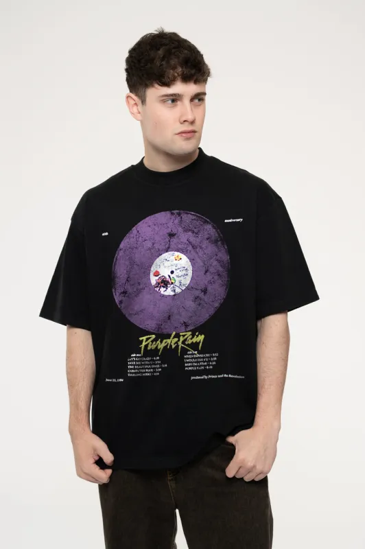 Prince Purple Rain Disc Limited Edition 999 Only Oversized Boxy T Shirt sold by Paradiso Clothing