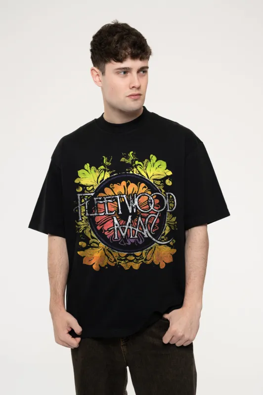 Fleetwood Mac Circle Floral Logo Limited Edition 999 Only Oversized Boxy T Shirt sold by Paradiso Clothing