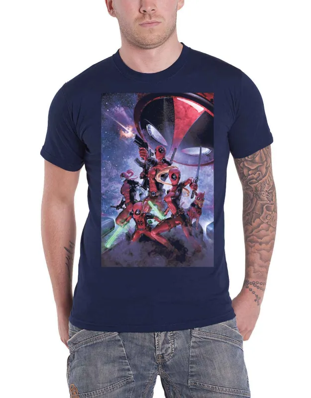 Deadpool T Shirt Deadpool Family new Official Marvel Mens Navy Blue sold by Paradiso Clothing