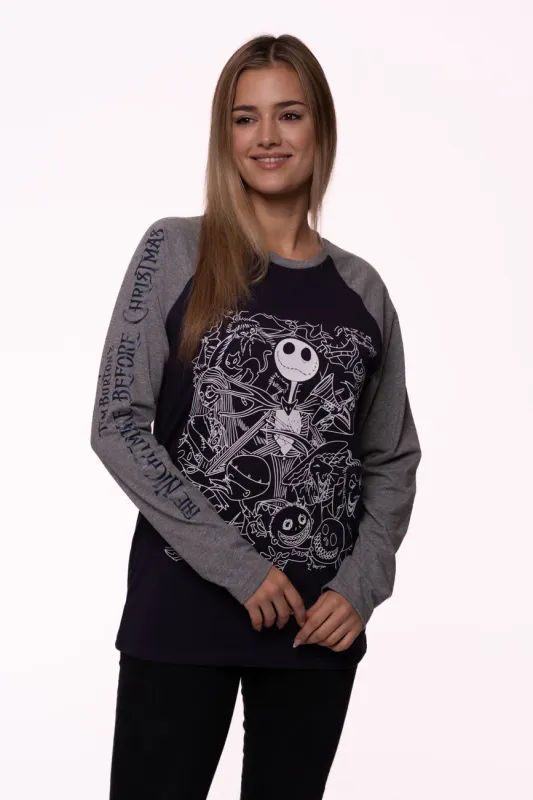 The Nightmare Before Christmas Jack Crowd Raglan Long Sleeve T Shirt sold by Paradiso Clothing