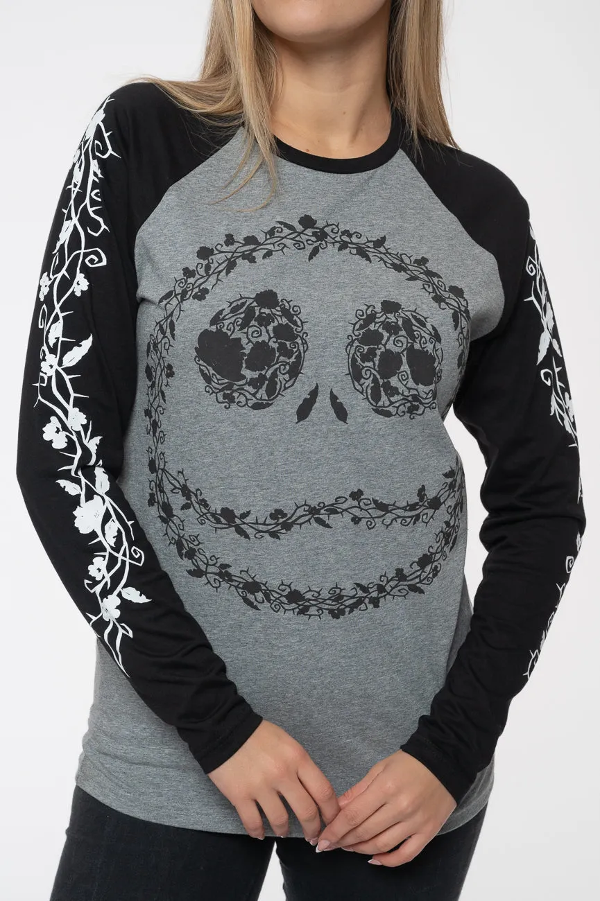 The Nightmare Before Christmas Floral Jack Raglan Long Sleeve T Shirt sold by Paradiso Clothing product image thumbnail 3