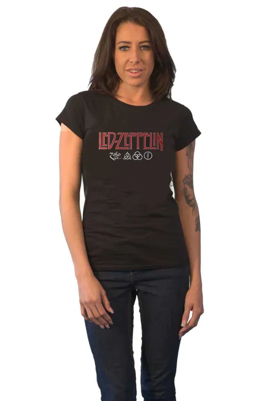 Led Zeppelin Logo and Symbols Skinny Fit T Shirt sold by Paradiso Clothing