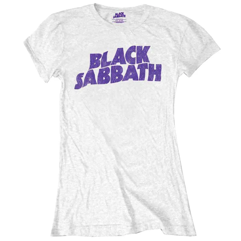 Black Sabbath Wavy Vintage logo Skinny Fit T Shirt made by Paradiso Clothing