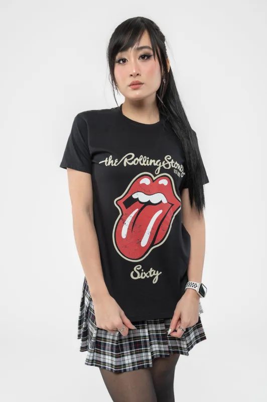 The Rolling Stones Sixty Plastered Tongue Suede Applique Skinny Fit T Shirt sold by Paradiso Clothing