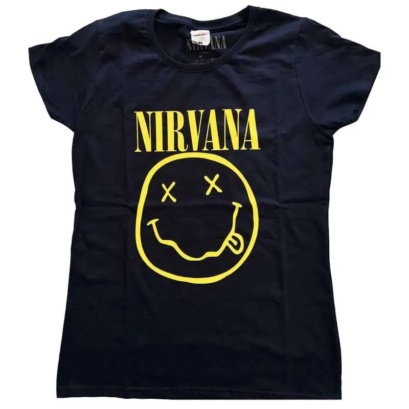 Nirvana Yellow Gunge Smile Skinny Fit T Shirt sold by Paradiso Clothing