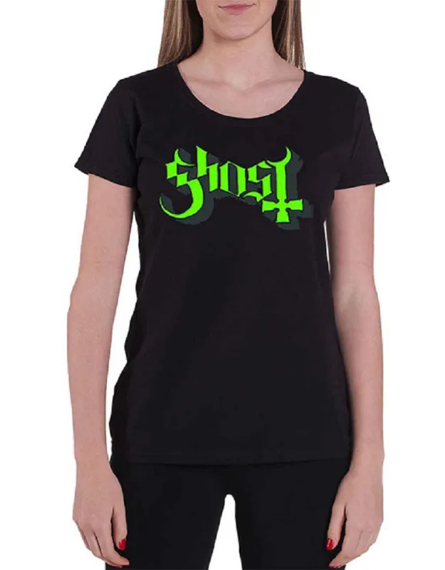 Ghost Green Keyline Logo Womens Skinny Fit T Shirt sold by Paradiso Clothing
