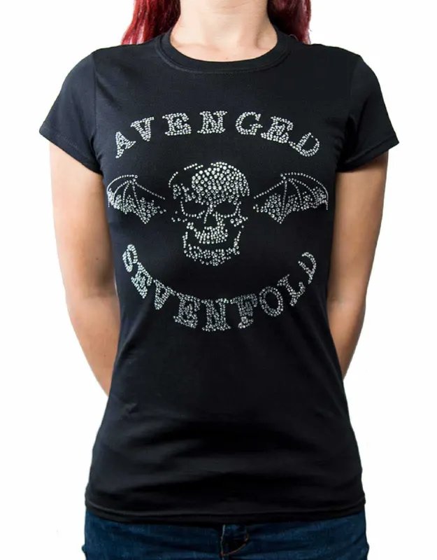 Avenged Sevenfold Diamante Deathbat Skinny Fit T Shirt sold by Paradiso Clothing