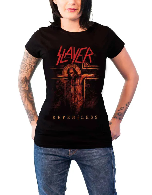 Slayer Repentless Crucifix Skinny Fit T Shirt sold by Paradiso Clothing