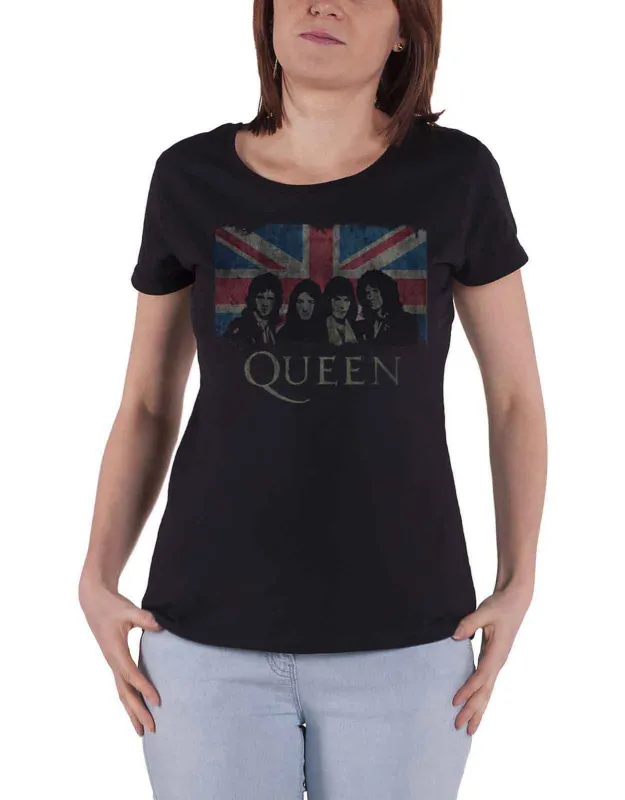 Queen Union Jack Vintage Logo Skinny Fit T Shirt sold by Paradiso Clothing