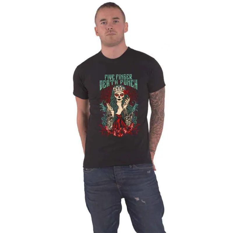 Five Finger Death Punch Lady Muerta T Shirt made by Paradiso Clothing