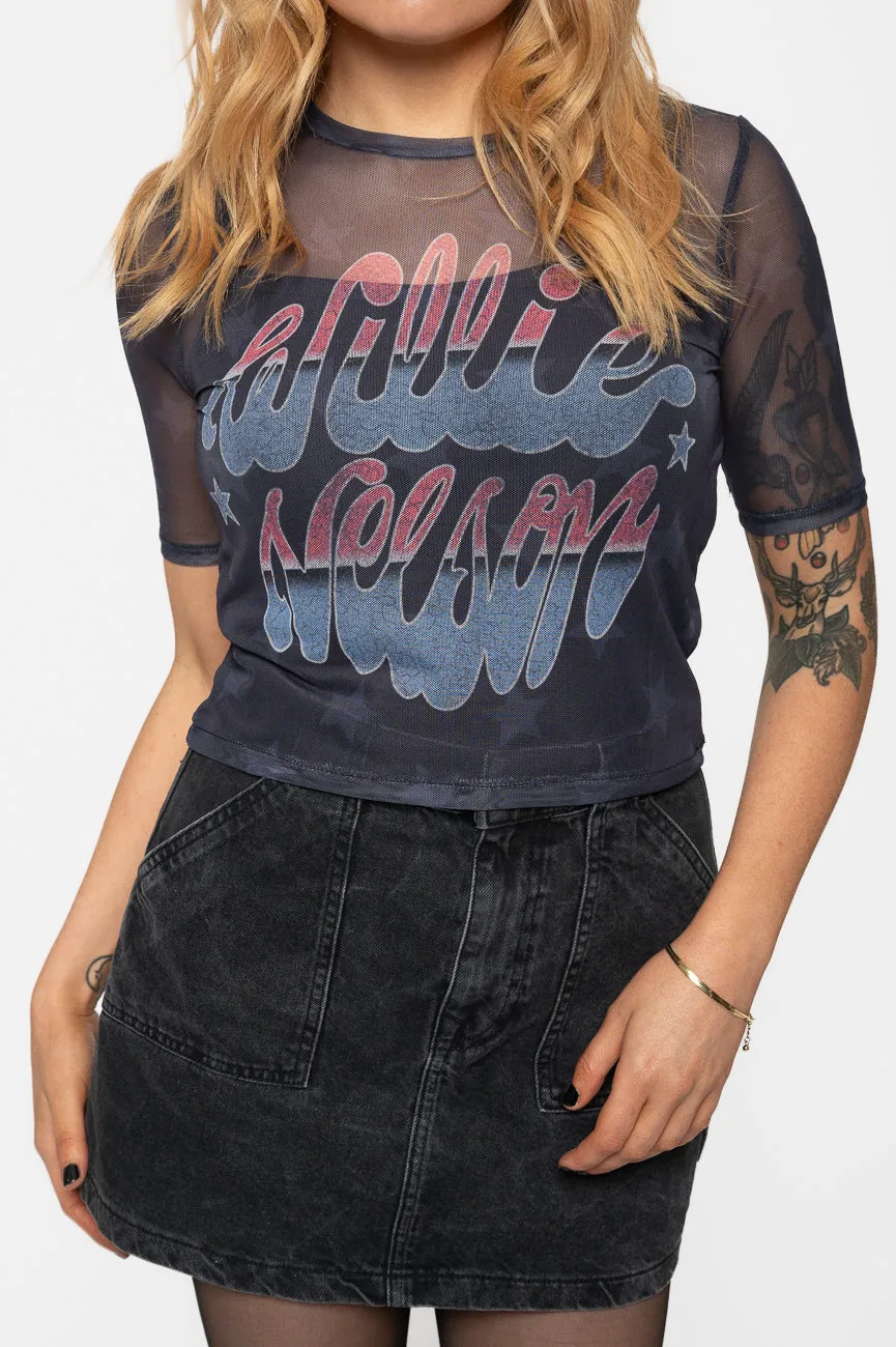 Willie Nelson Americana Mesh Crop Top sold by Paradiso Clothing product image thumbnail 3