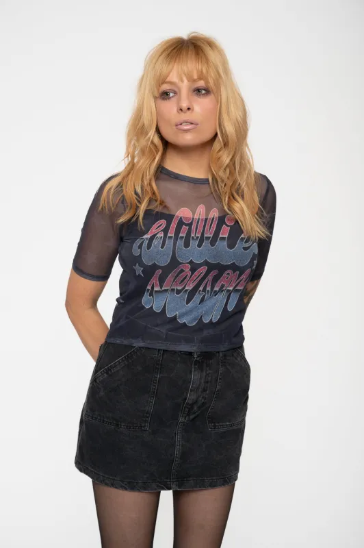 Willie Nelson Americana Mesh Crop Top made by Paradiso Clothing