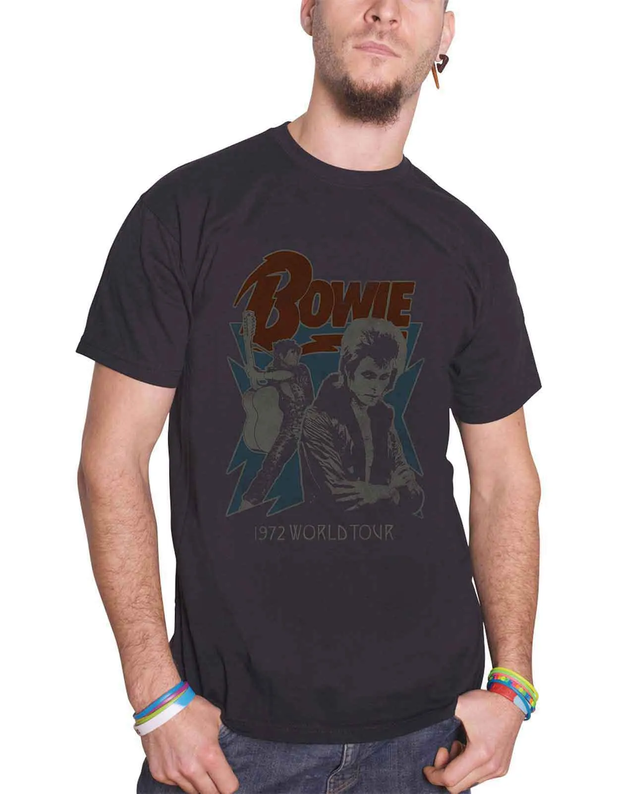David Bowie Distressed 1972 World Tour Poster T Shirt sold by Paradiso Clothing